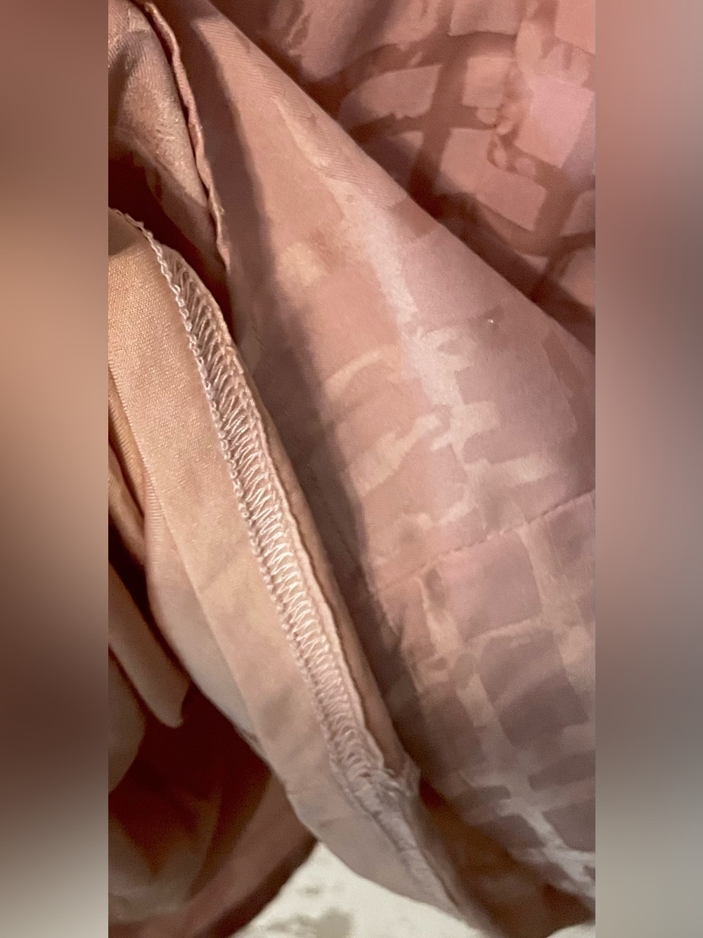 Entro Blush Pink Satin Jacquard Shift Dress 1X Tie Sleeve Pockets - Picture 7 of 9